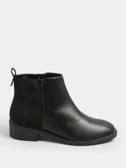 Yours Curve Black Extra Wide Fit Extra-Wide Fit Metal Trim Ankle Boots