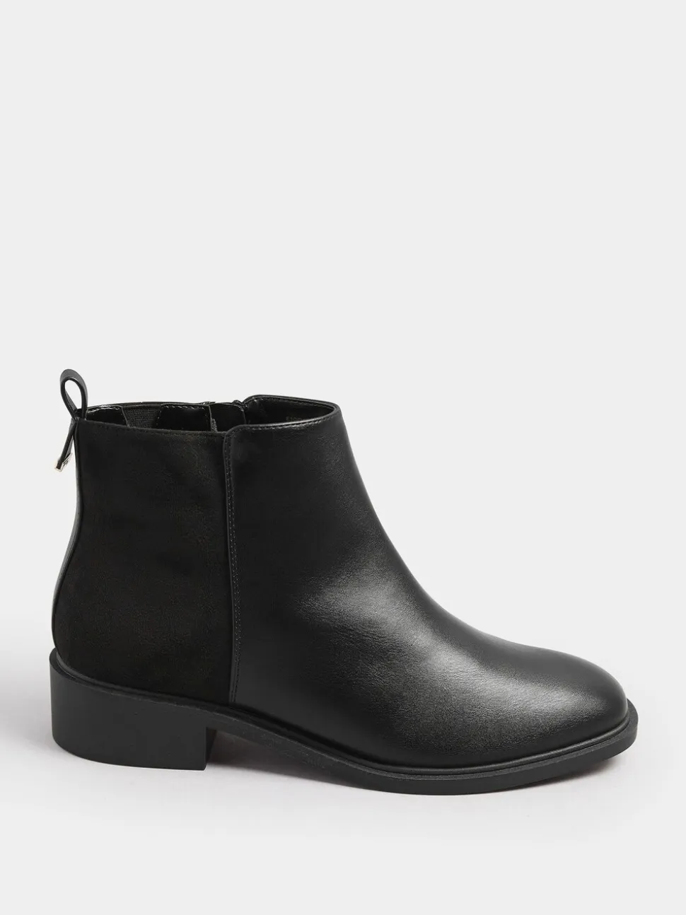 Yours Curve Black Extra Wide Fit Extra-Wide Fit Metal Trim Ankle Boots