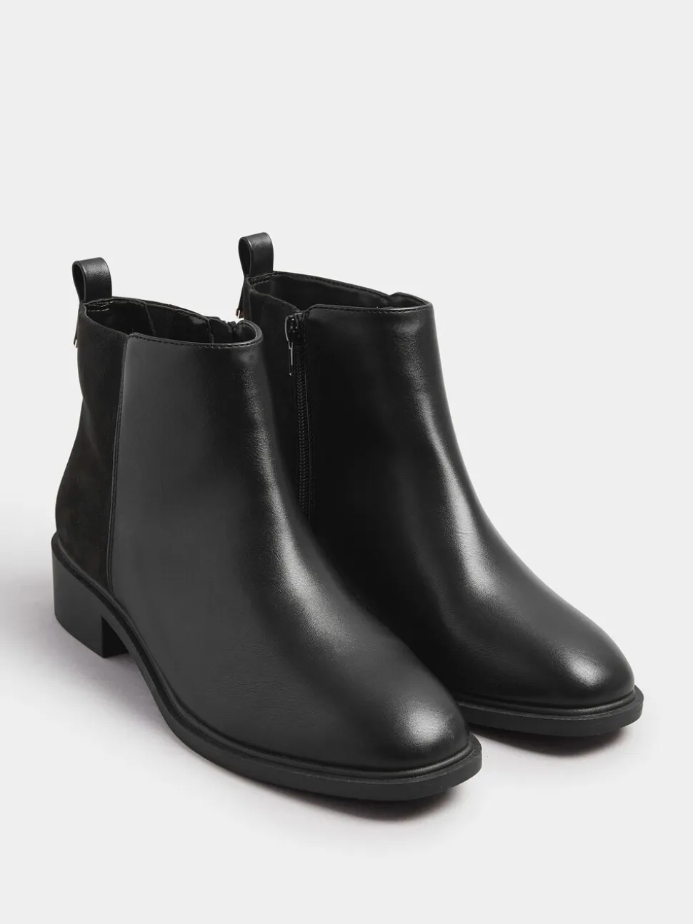 Yours Curve Black Extra Wide Fit Extra-Wide Fit Metal Trim Ankle Boots