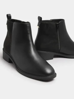 Yours Curve Black Extra Wide Fit Extra-Wide Fit Metal Trim Ankle Boots