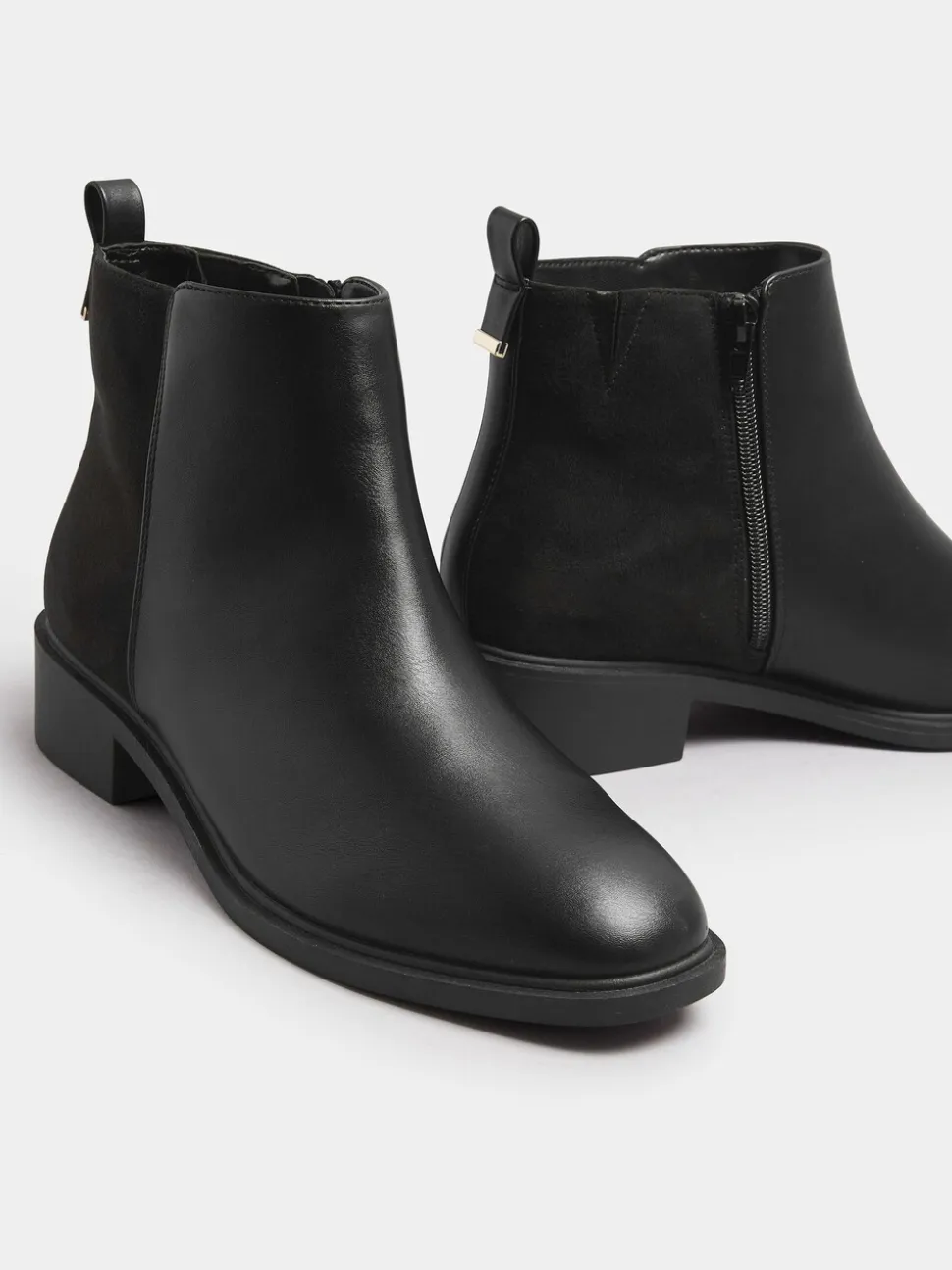 Yours Curve Black Extra Wide Fit Extra-Wide Fit Metal Trim Ankle Boots