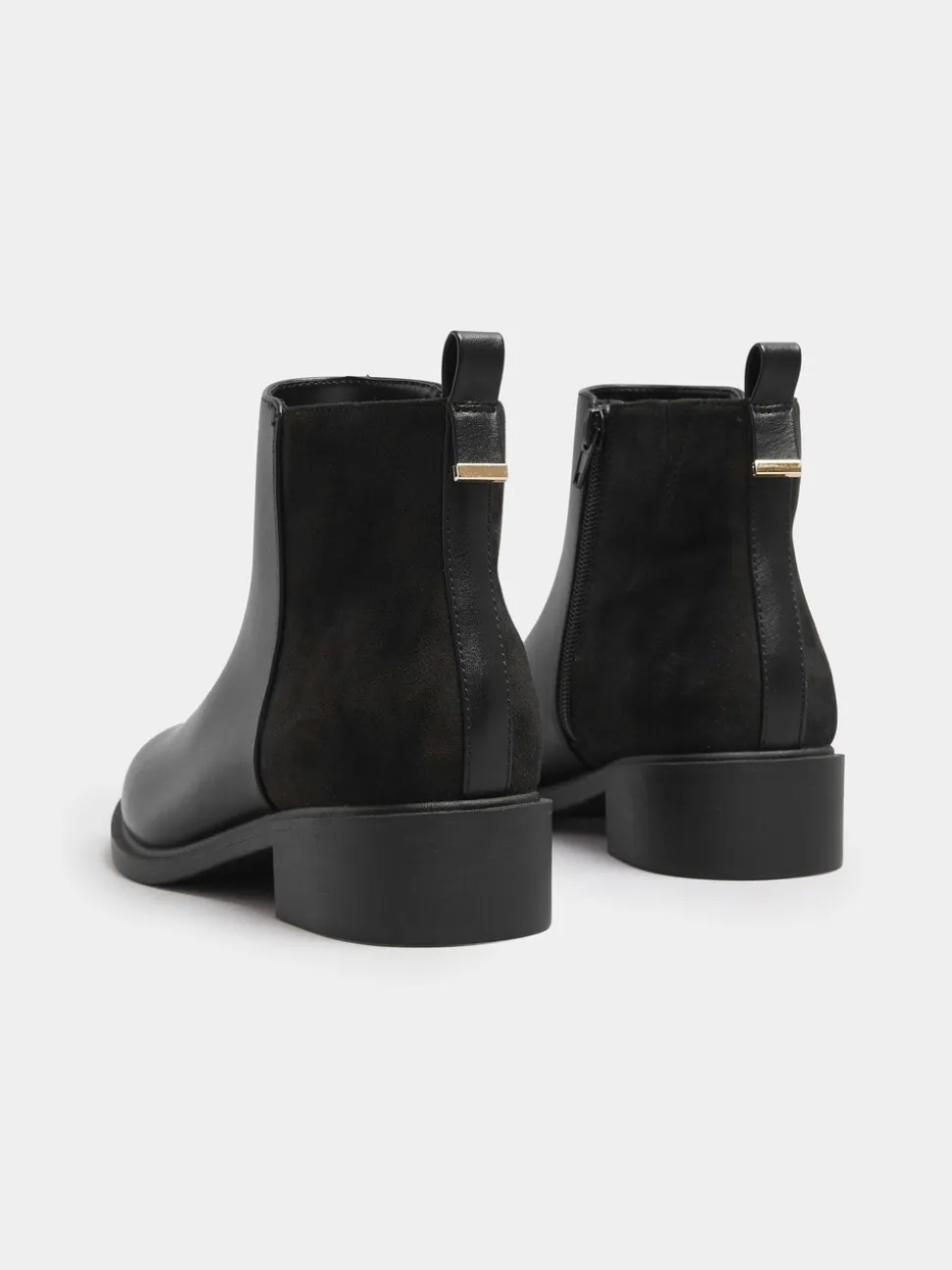 Yours Curve Black Extra Wide Fit Extra-Wide Fit Metal Trim Ankle Boots