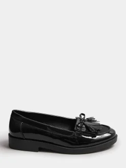 Yours Curve Black Extra Wide Fit Extra Wide Fit Tassel Patent Loafers