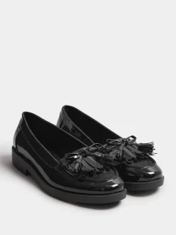 Yours Curve Black Extra Wide Fit Extra Wide Fit Tassel Patent Loafers