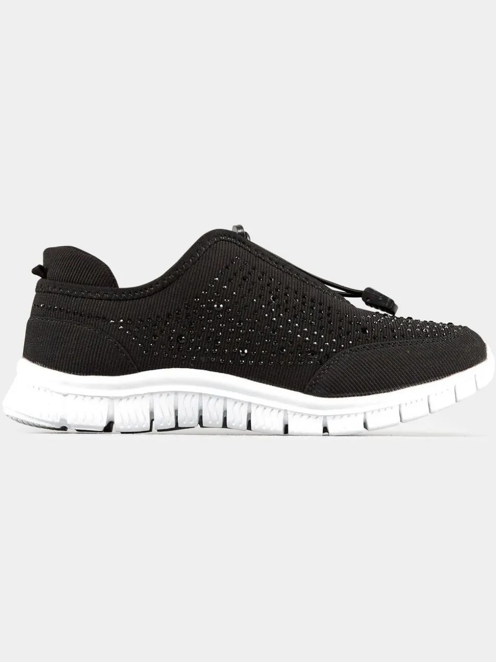 Yours Curve Black Extra Wide Fit Titania Gem Trainers