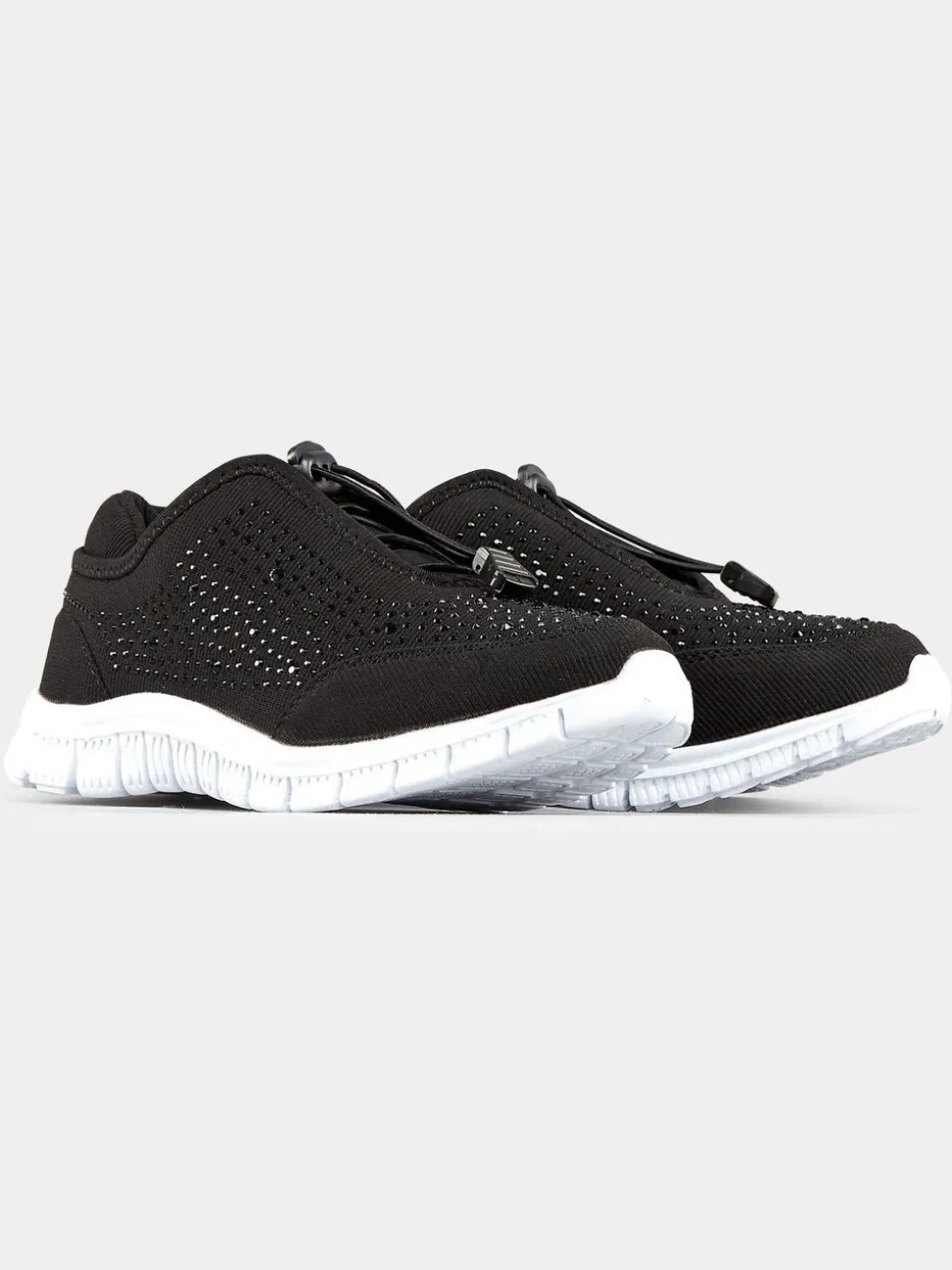 Yours Curve Black Extra Wide Fit Titania Gem Trainers