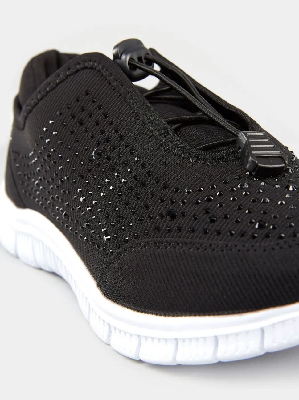 Yours Curve Black Extra Wide Fit Titania Gem Trainers