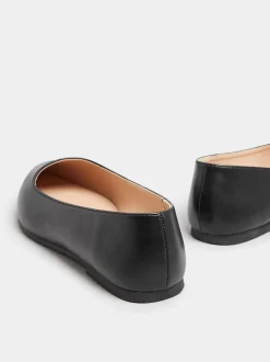 Yours Curve Black Extra Wide Fit Flat Point PU Shoes