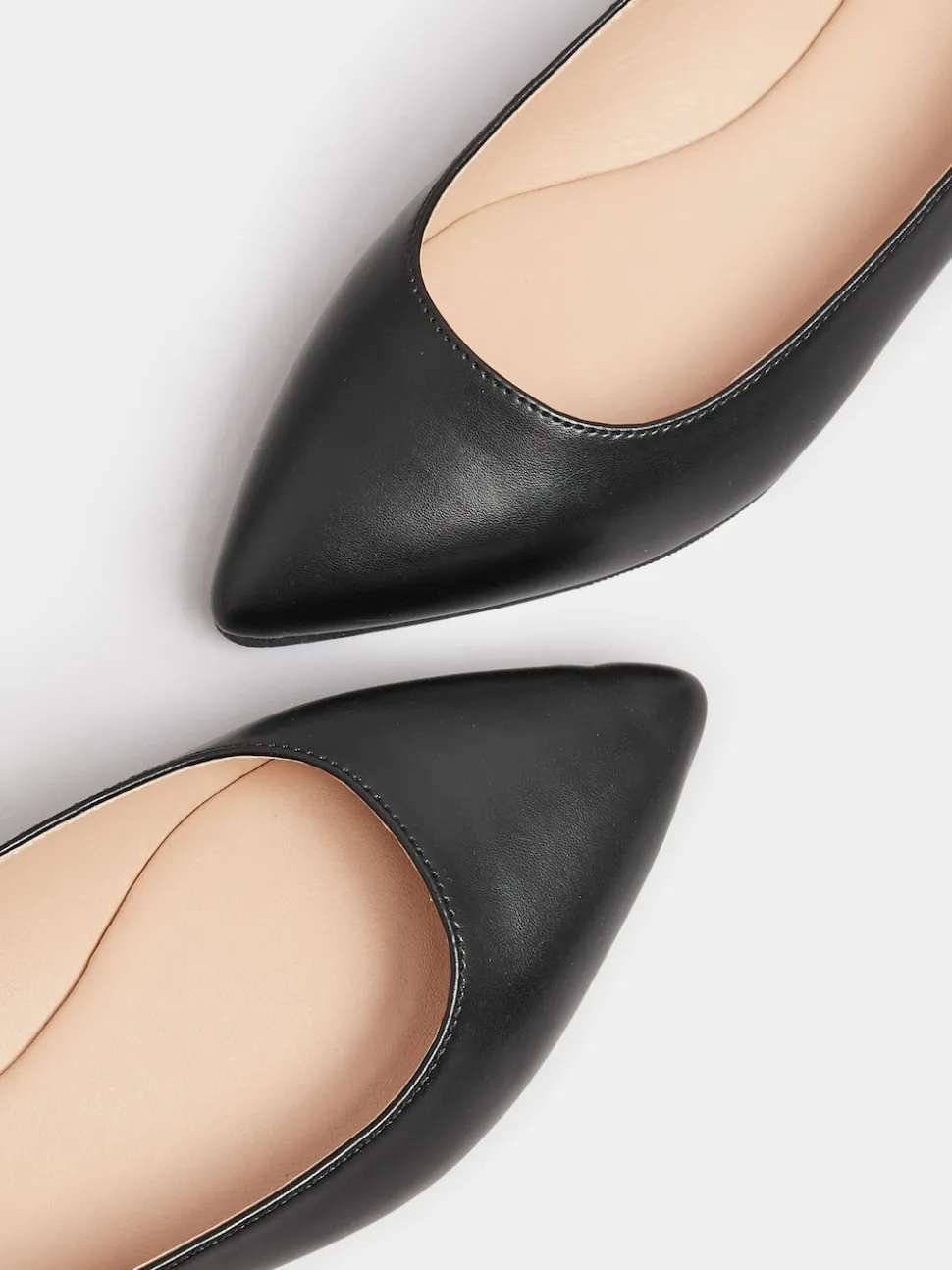 Yours Curve Black Extra Wide Fit Flat Point PU Shoes