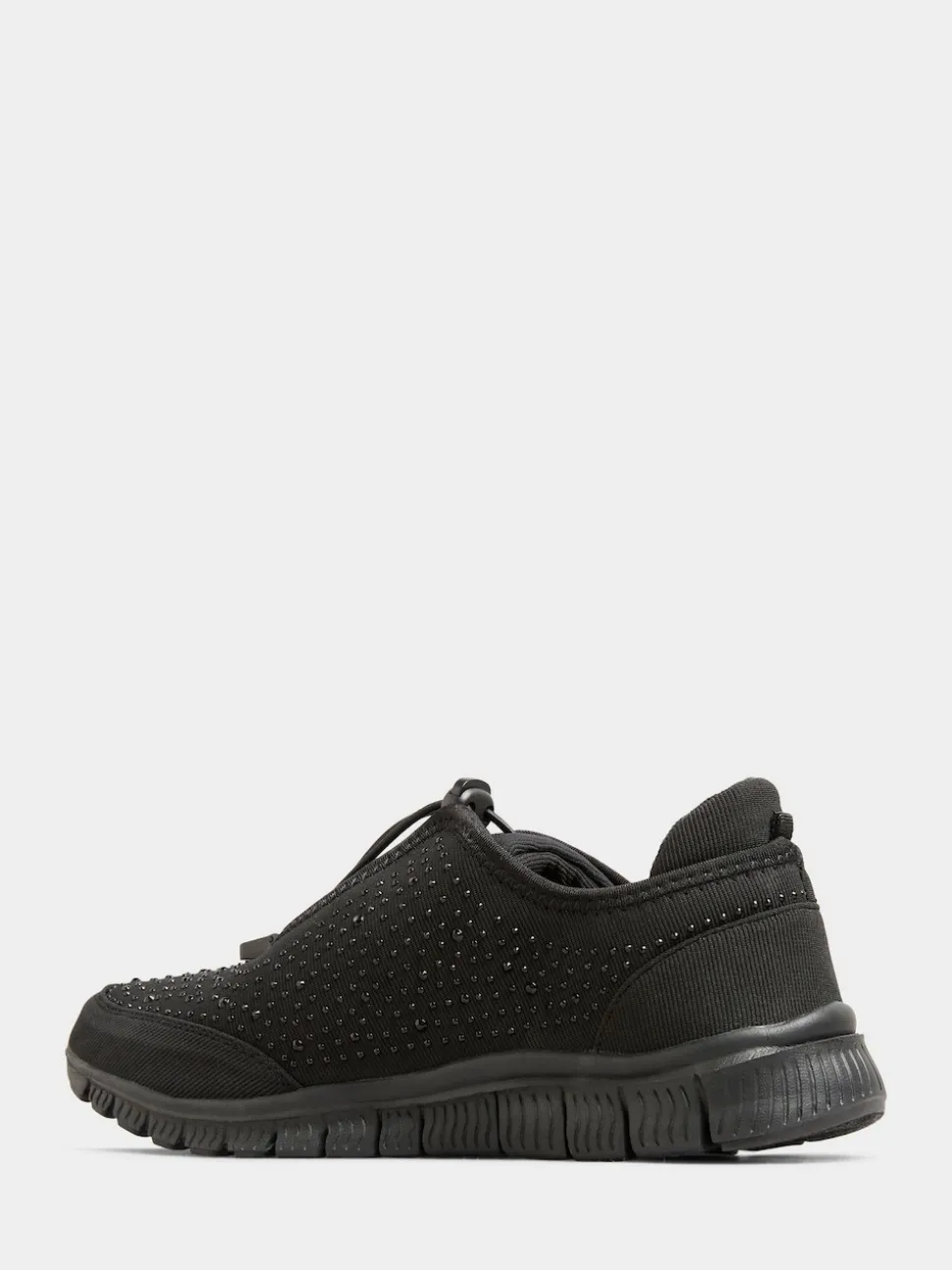 Yours Curve Black Extra Wide Fit Titania Gem Trainers
