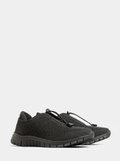 Yours Curve Black Extra Wide Fit Titania Gem Trainers