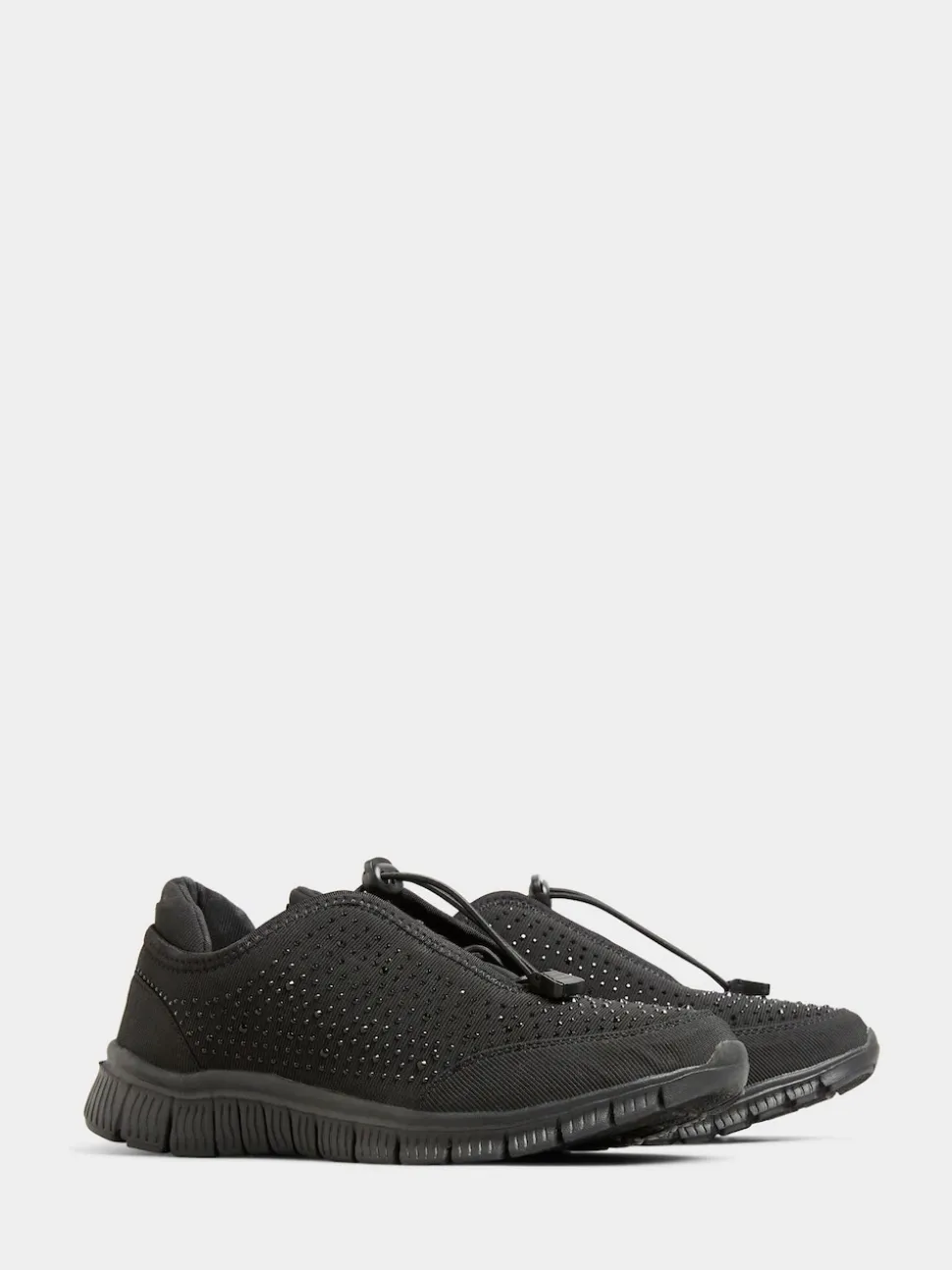Yours Curve Black Extra Wide Fit Titania Gem Trainers