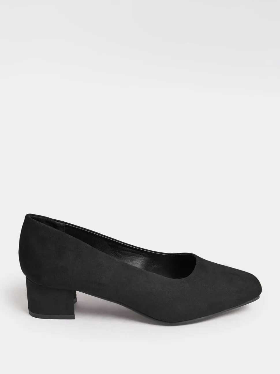 Yours Curve Black Extra Wide Fit Faux Suede Block Heel Court Shoes In Extra Wide Fit