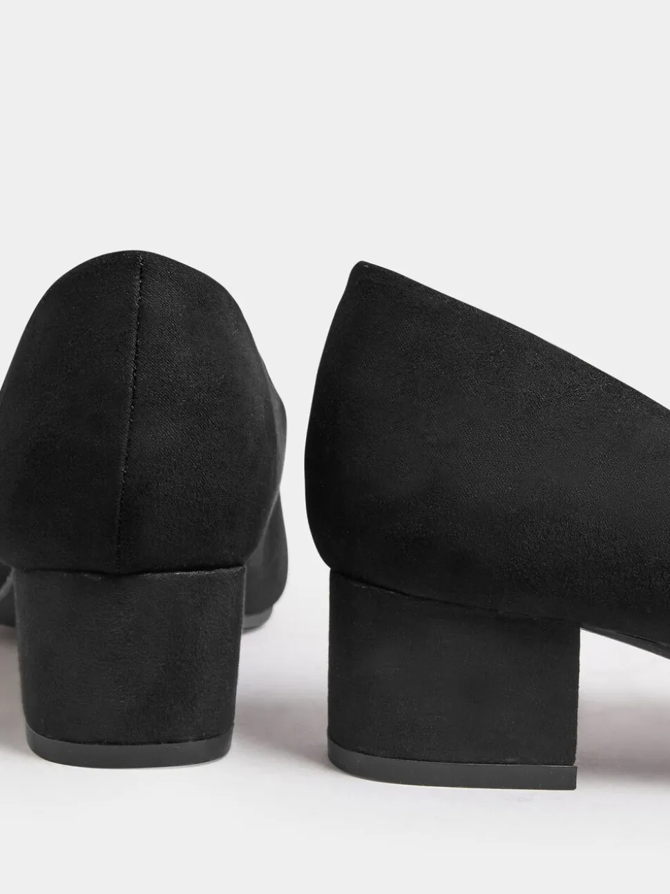 Yours Curve Black Extra Wide Fit Faux Suede Block Heel Court Shoes In Extra Wide Fit