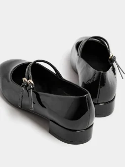 Yours Curve Black Extra Wide Fit Extra-Wide Mary Jane Fit Low Block Patent Shoes