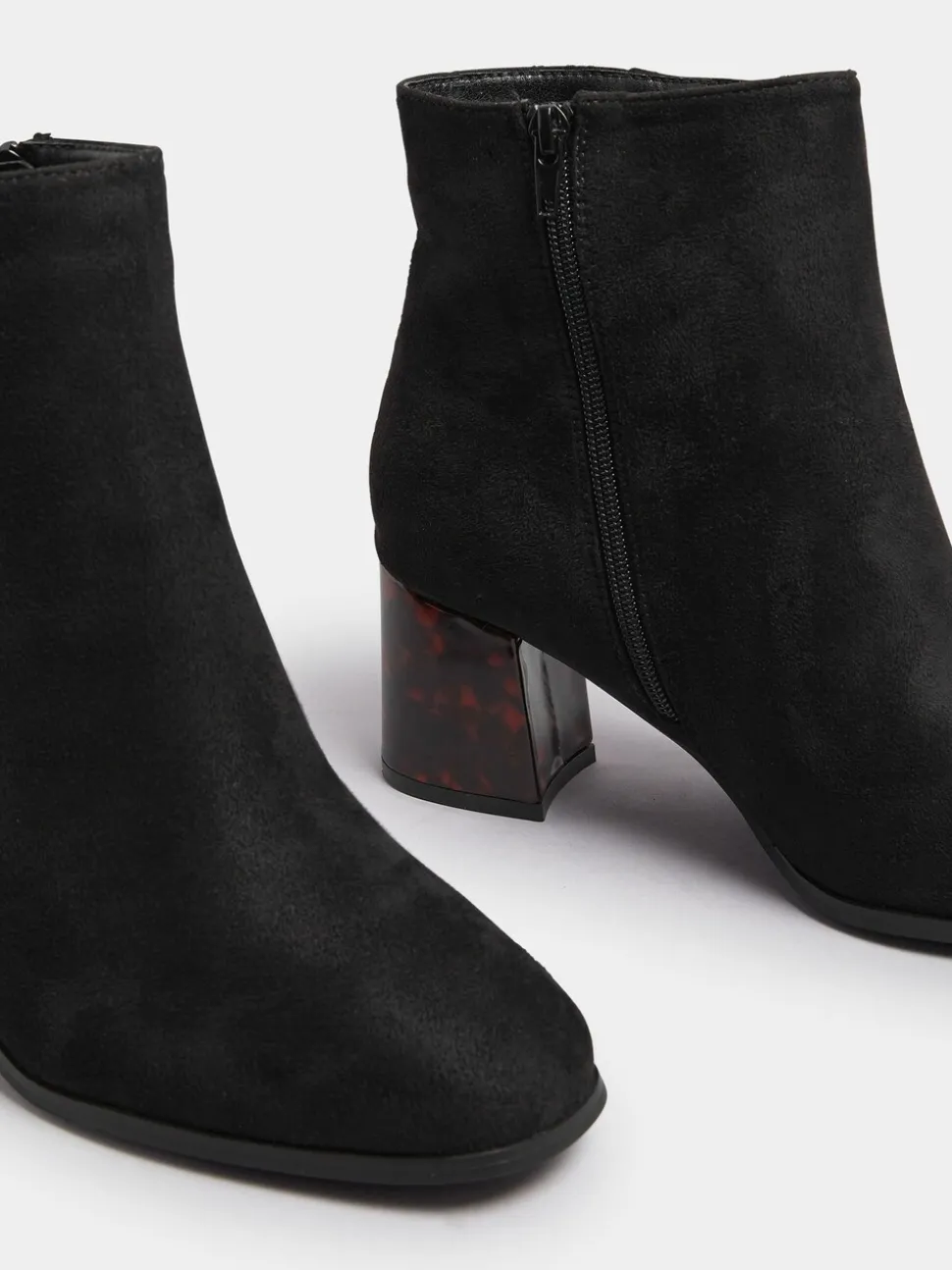 Yours Curve Black Extra-Wide Fit Tortoise Shell Block Heel Boots
