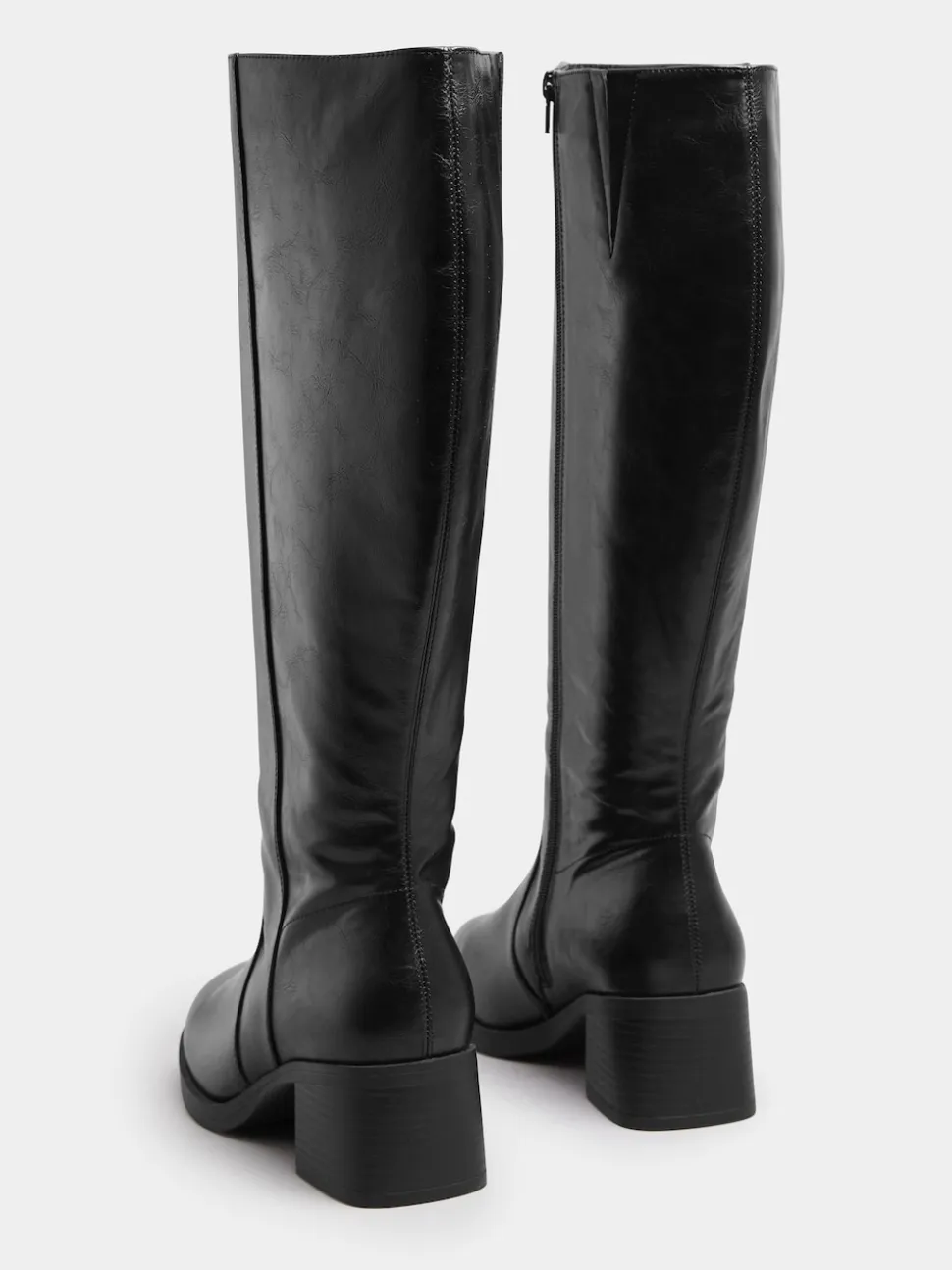 Yours Curve Black Extra-Wide Fit Square Toe Knee Block Boots