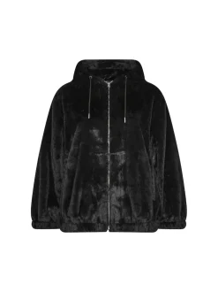 Yours Curve Black Faux Fur Zip Thru Hooded Fleece