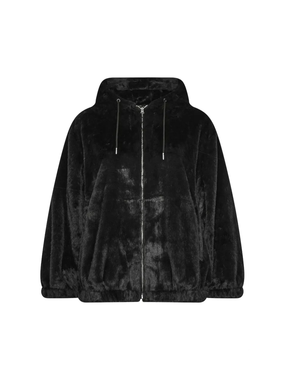 Yours Curve Black Faux Fur Zip Thru Hooded Fleece