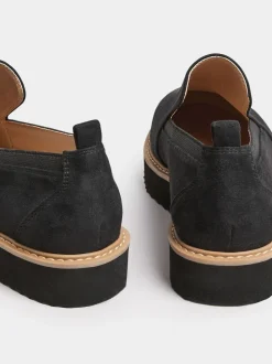 Yours Curve Black Faux Suede Slip On Loafers In Extra Wide EEE Fit