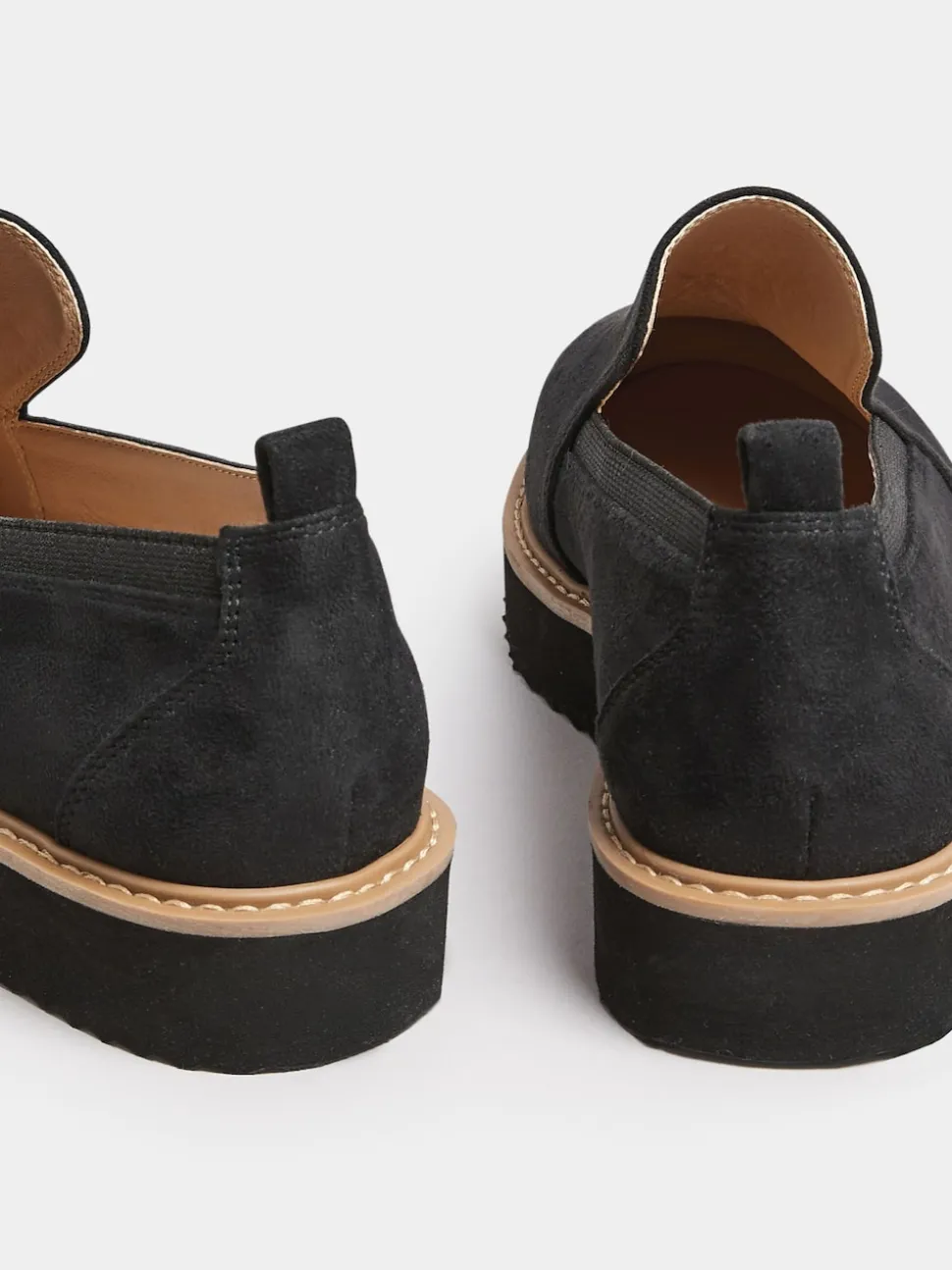 Yours Curve Black Faux Suede Slip On Loafers In Extra Wide EEE Fit