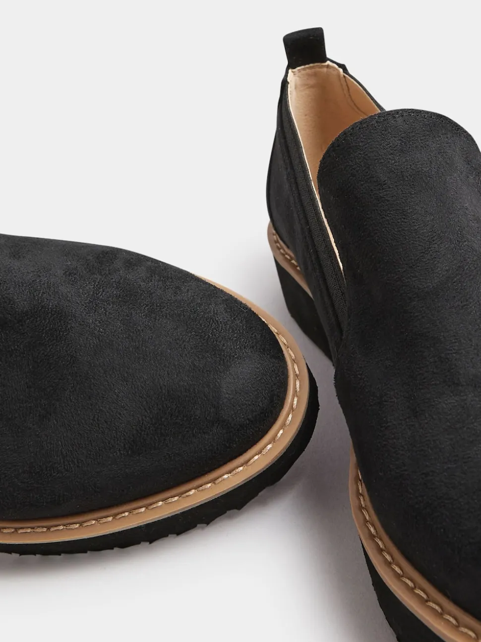 Yours Curve Black Faux Suede Slip On Loafers In Extra Wide EEE Fit