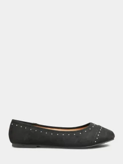 Yours Curve Black Ground Wide Fit Blaise Ballerinas