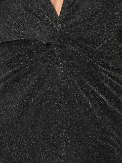 Yours Curve Black London Metallic Twist Front Maxi Dress