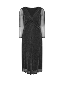 Yours Curve Black London Metallic Twist Front Maxi Dress