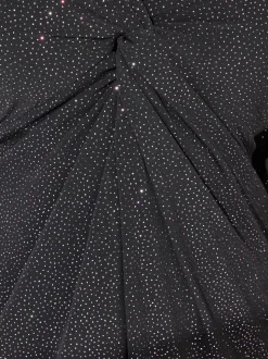 Yours Curve Black London Glitter Long Sleeve Knot Maxi Dress