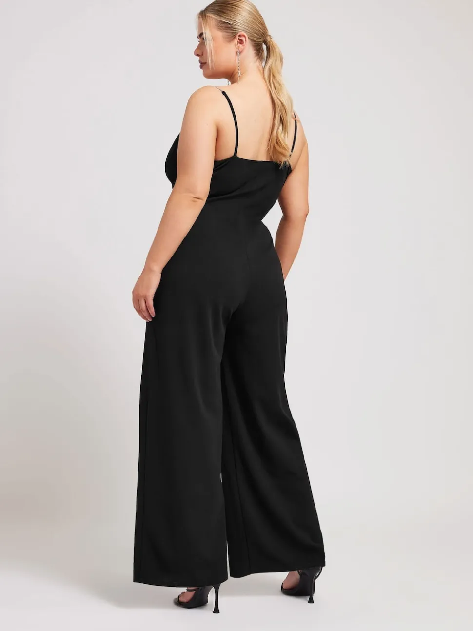 Yours Curve Black LONDON Diamante Corset Jumpsuit