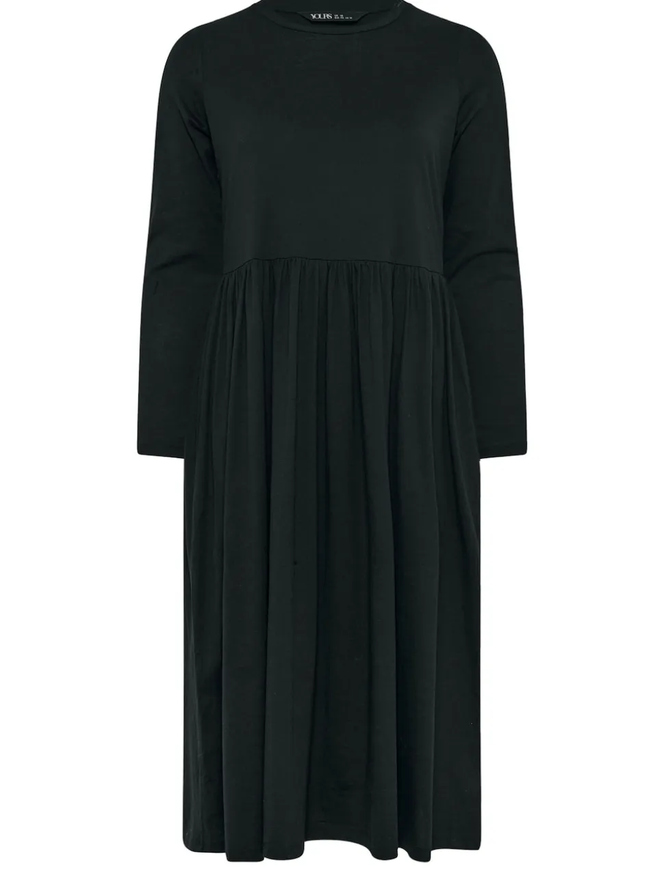 Yours Curve Black Long Sleeve Peplum Midaxi Dress