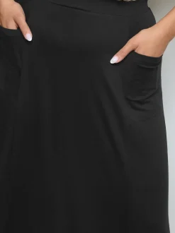 Yours Curve Black Maxi Jersey Stretch Skirt
