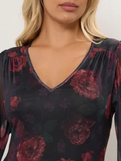 Yours Curve Black Mesh Balloon Sleeve Dress