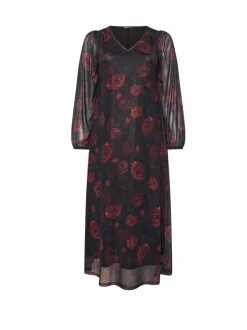 Yours Curve Black Mesh Balloon Sleeve Dress