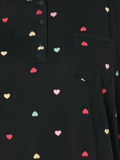 Yours Curve Black Placket Nightdress