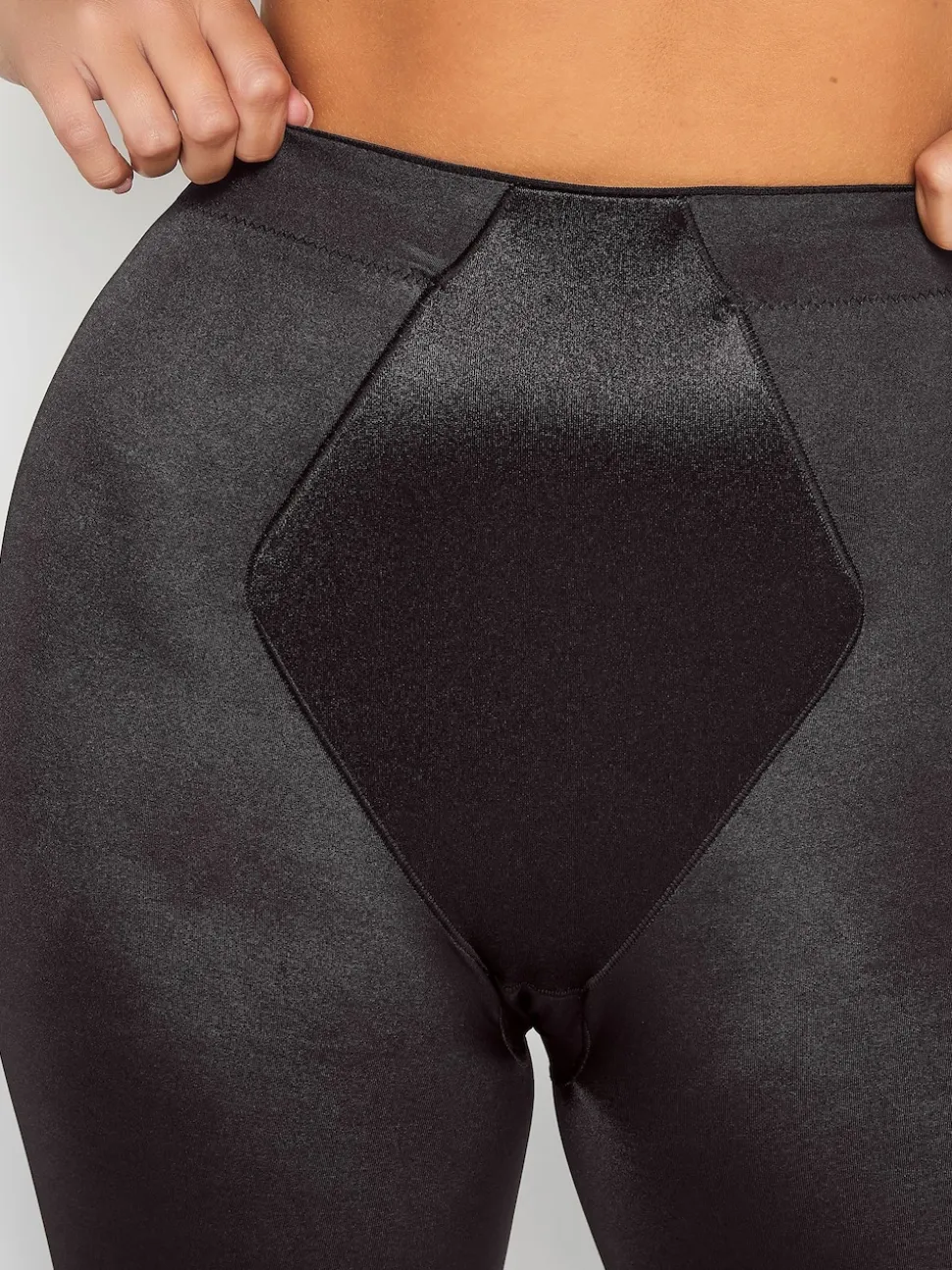 Yours Curve Black Satin Tummy Control High Waisted Shorts