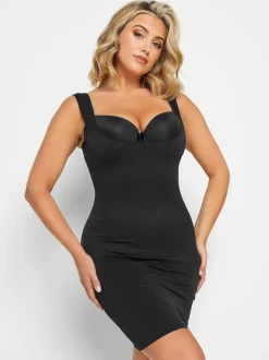 Yours Curve Black Seamless Tummy Control Underbra Slip Dress