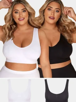 Yours Curve Black Seamless Unpadded Bra 2 Pack
