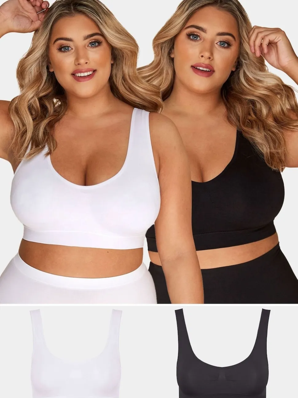 Yours Curve Black Seamless Unpadded Bra 2 Pack