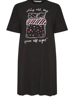 Yours Curve Black Sleep All Day Sleeptee Nightdress