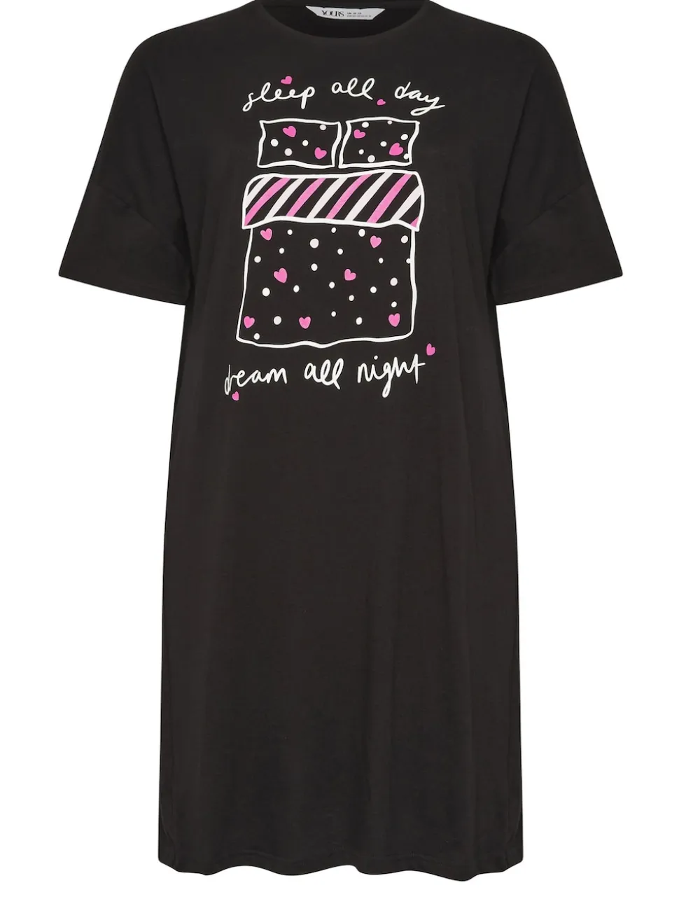 Yours Curve Black Sleep All Day Sleeptee Nightdress