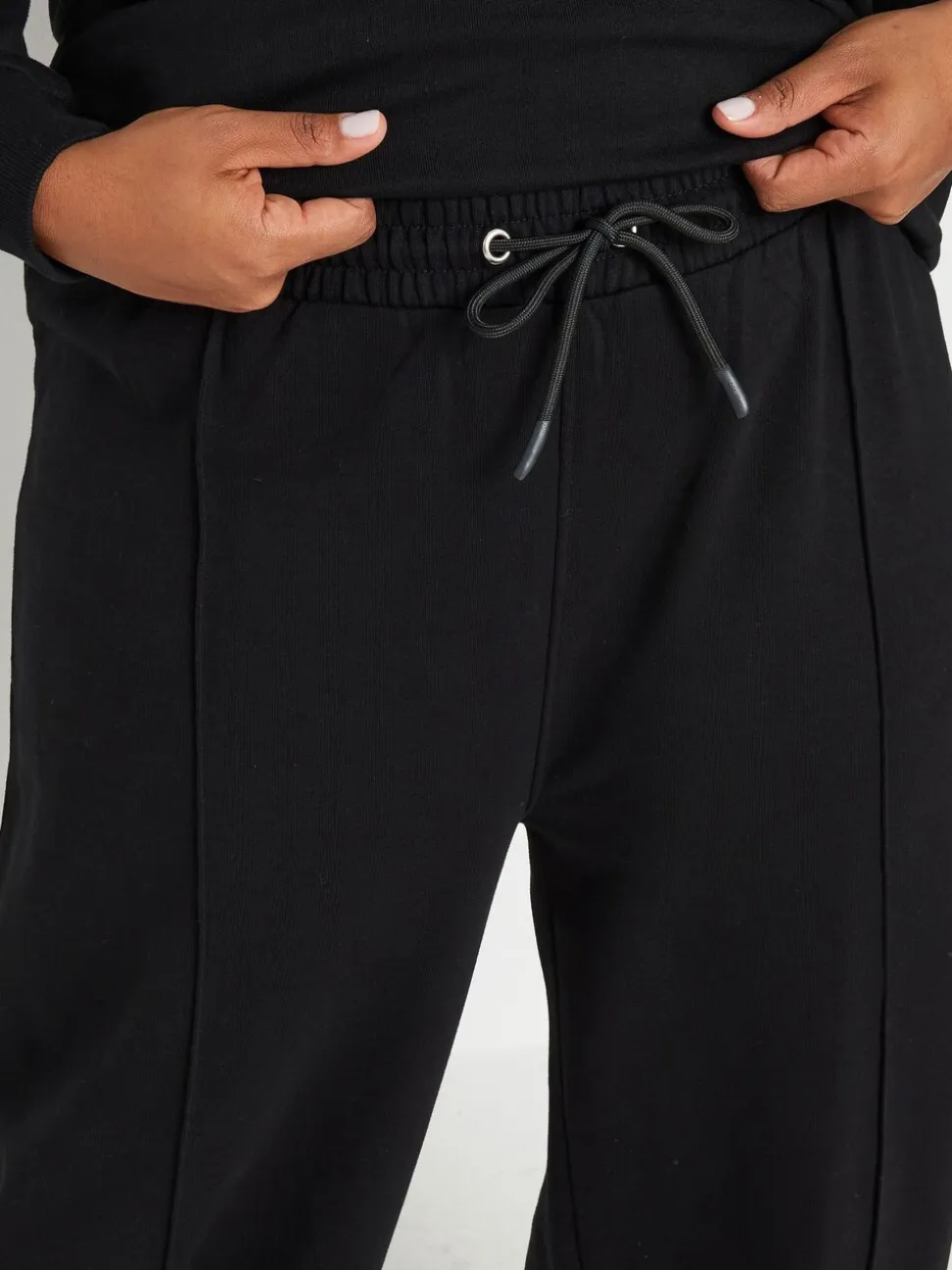 Yours Curve Black Sweatshirt & Wide Leg Joggers Set