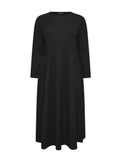 Yours Curve Black Textured Flared Maxi Dress