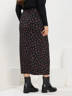 Yours Curve Black Textured Tube Skirt