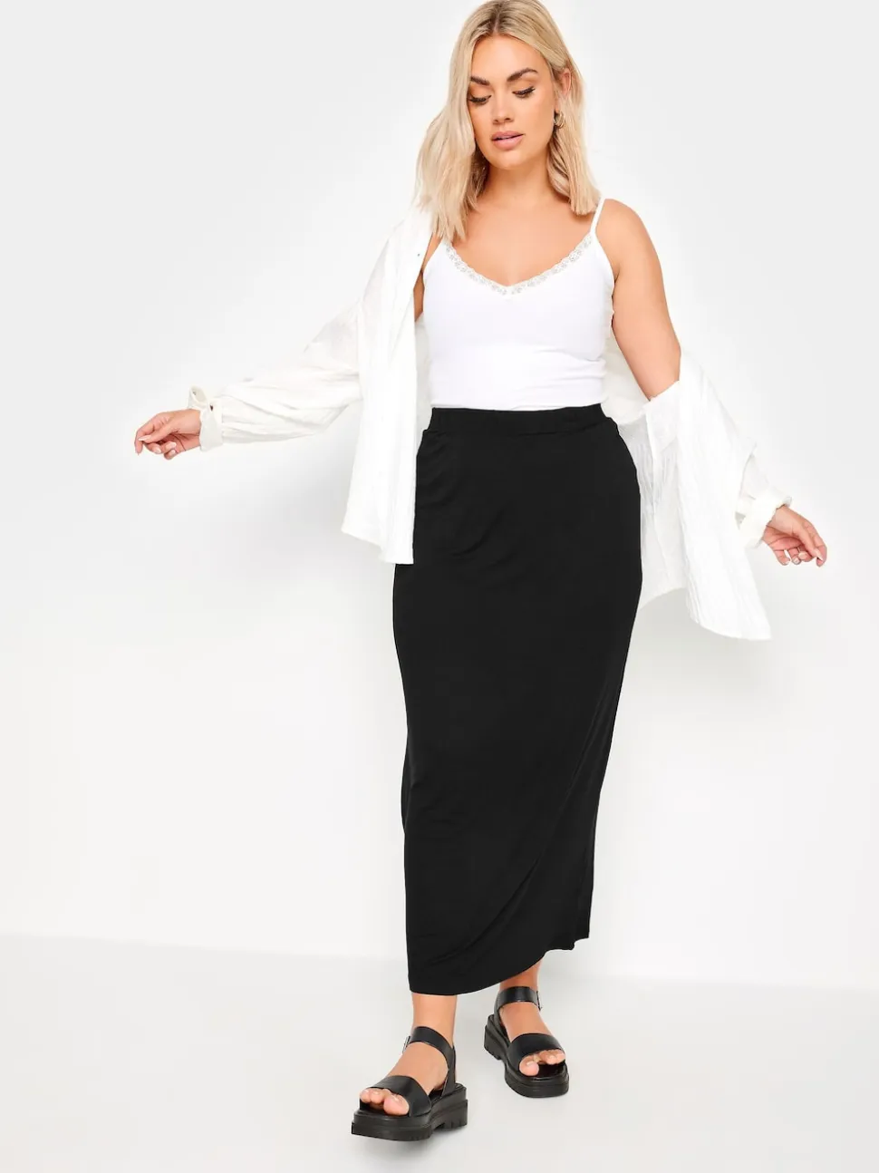 Yours Curve Black Tube Maxi Skirt