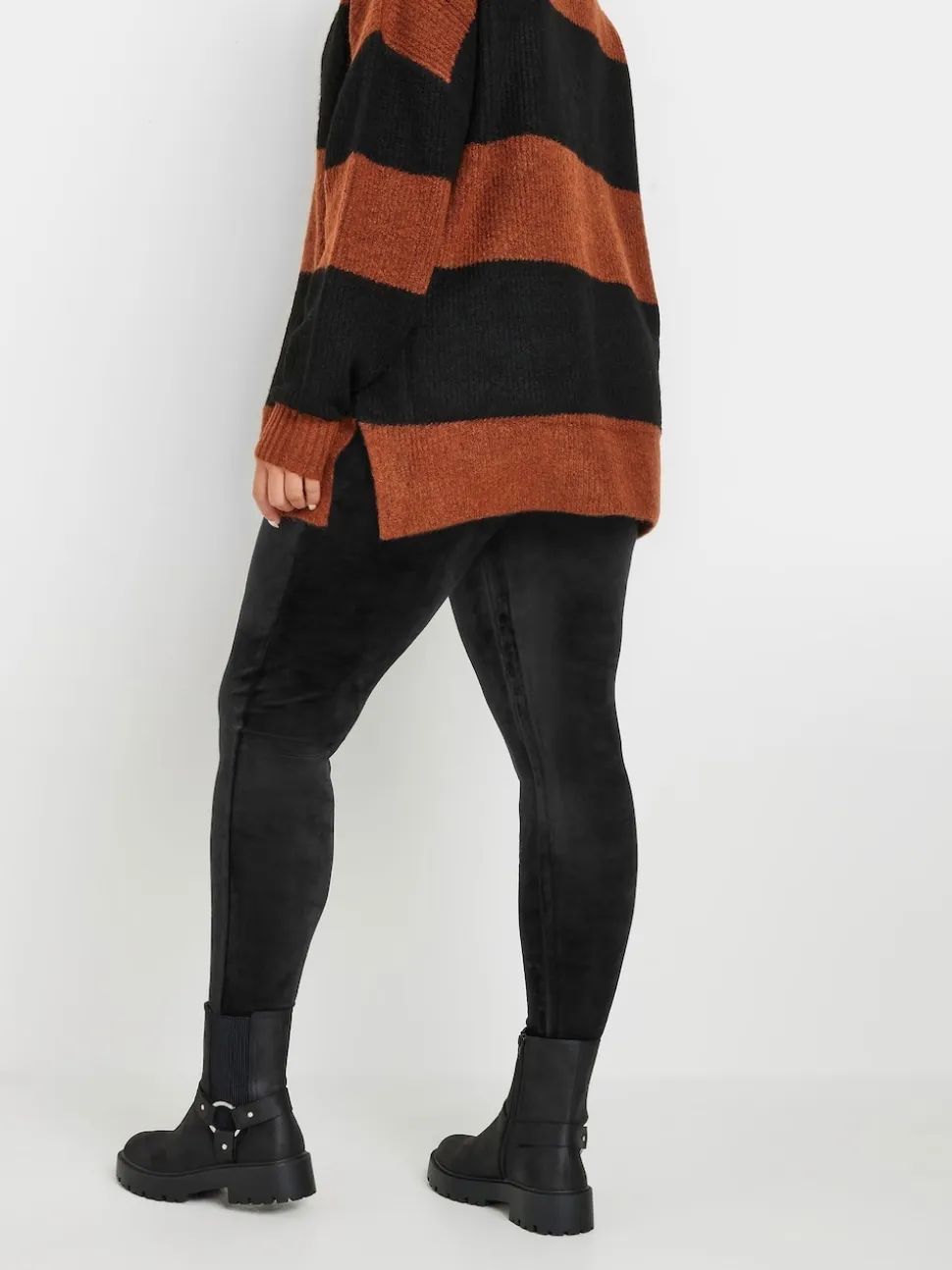 Yours Curve Black Velour Leggings