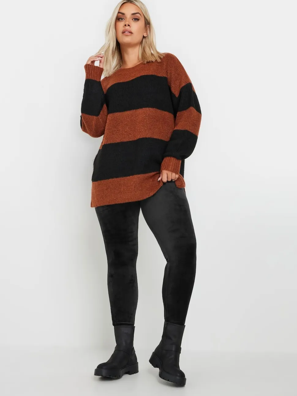 Yours Curve Black Velour Leggings