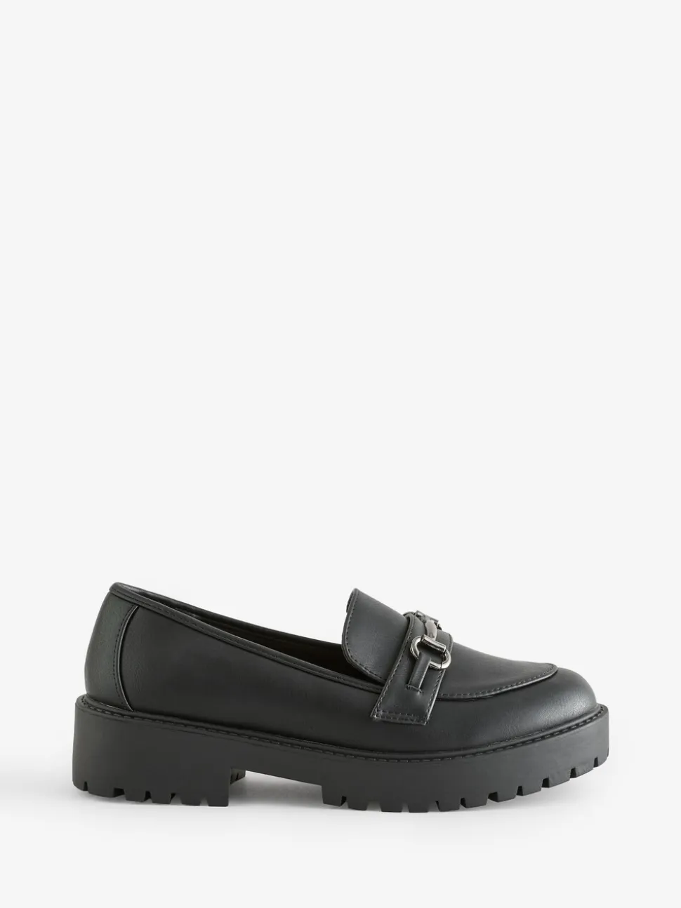 Yours Curve Black Wide Fit Wide Fit Metal Detail Loafers