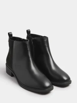 Yours Curve Black Wide Fit Extra-Wide Fit Metal Trim Ankle Boots